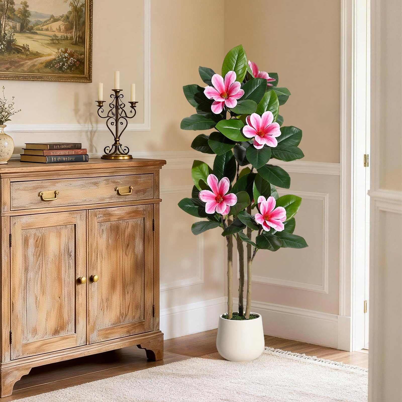 Kunstbaum Künstlicher Magnolienbaum Kunstpflanzen Künstlicher Baum 122/152/182cm, GarveeMore, Höhe 122 cm – Bild 5 von 5