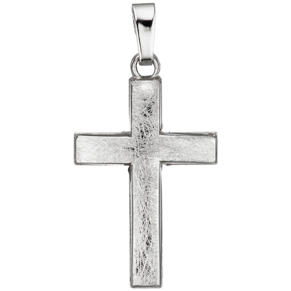 Kettenanhänger Anhänger Kreuz 23,1x14,1mm aus 585 Weißgold