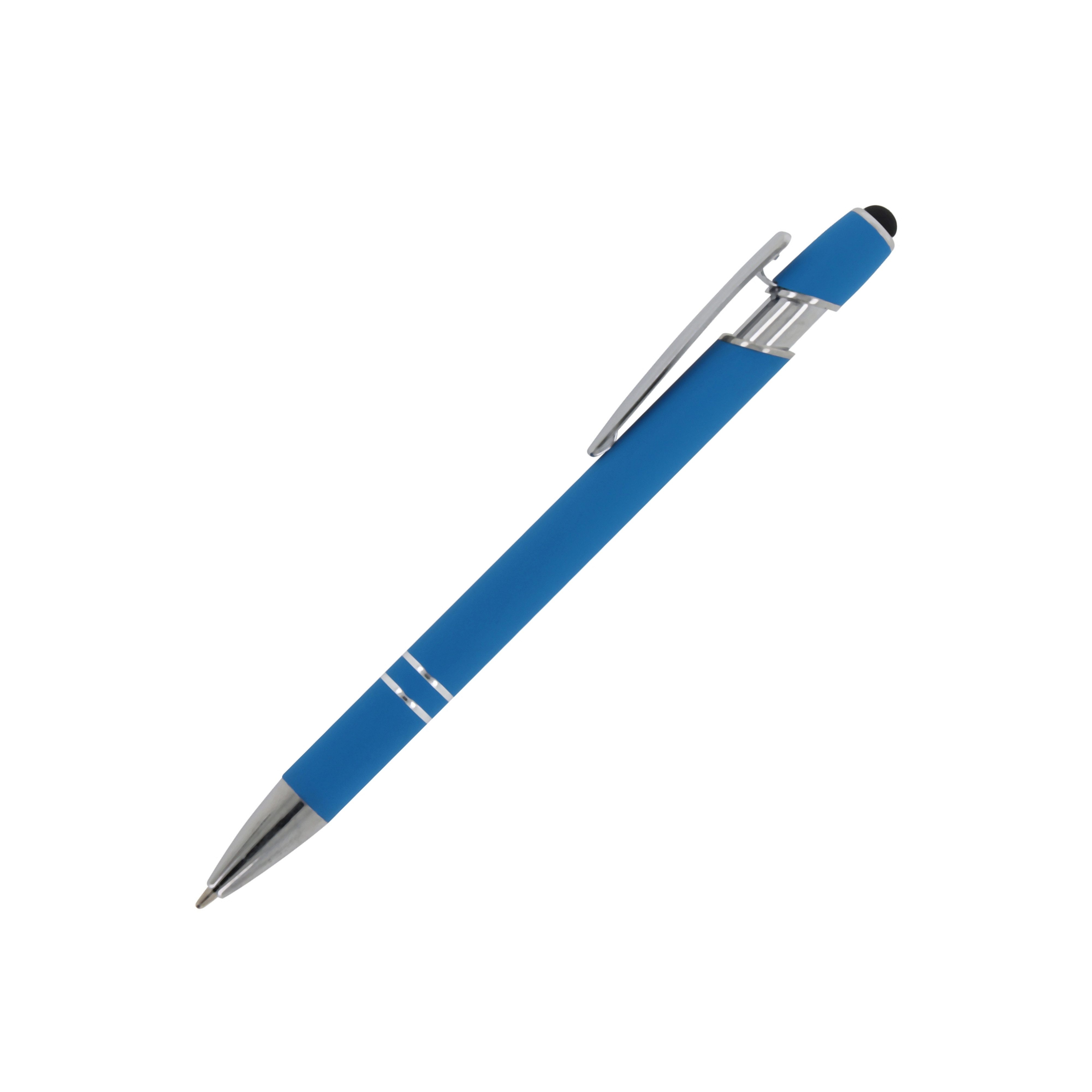 TOPPOINT Kugelschreiber Touchpen Kugelschreiber / aus Metall / Soft-Touch / Farbe: hellblau