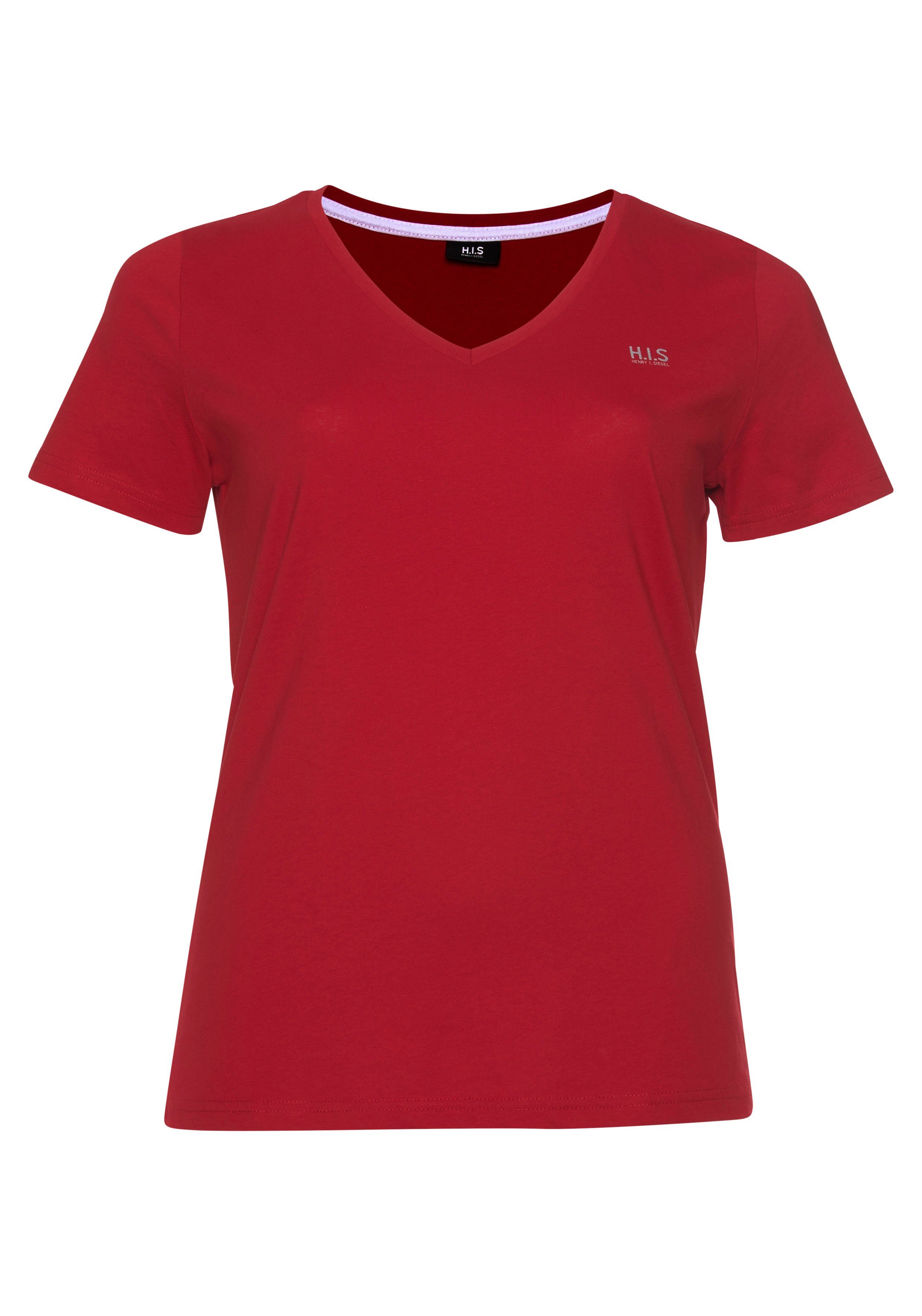 H.I.S T-Shirt Essential-Basics (3er-Pack) figurumspielender Schnitt, aus Baumwolle