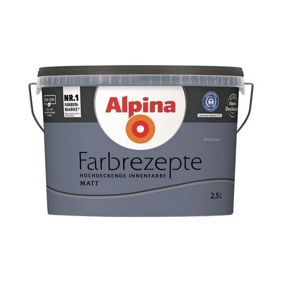 Alpina Wand- und Deckenfarbe Farbrezepte 2,5 Liter Nordmeer Matt