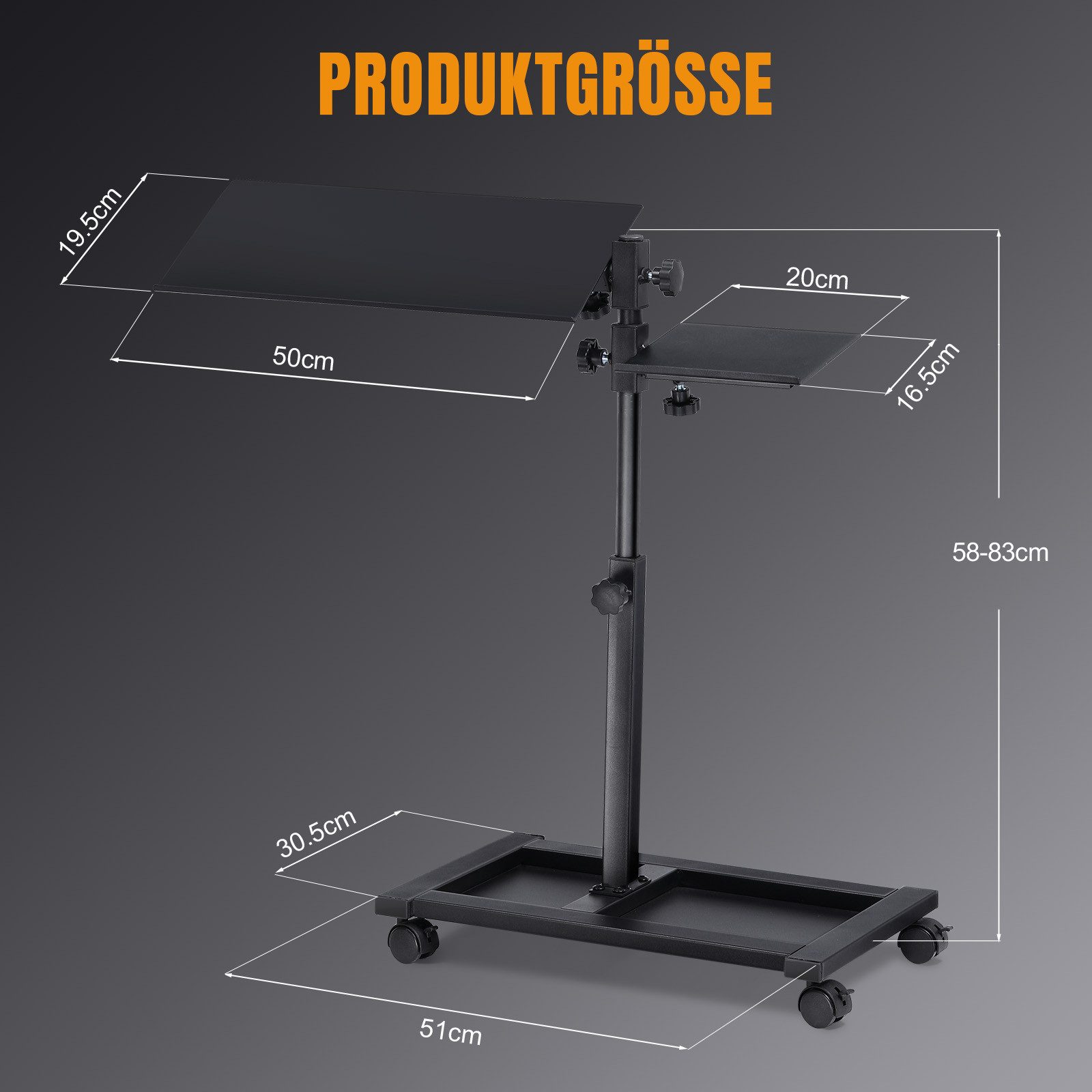 GTPLAYER Tastatur- und Maushalterung höhenverstellbar 58-83cm mit Rollen Tastatur- und Maus-Set, Ergonomisch Tastatur- und Mausneigung einstellbar