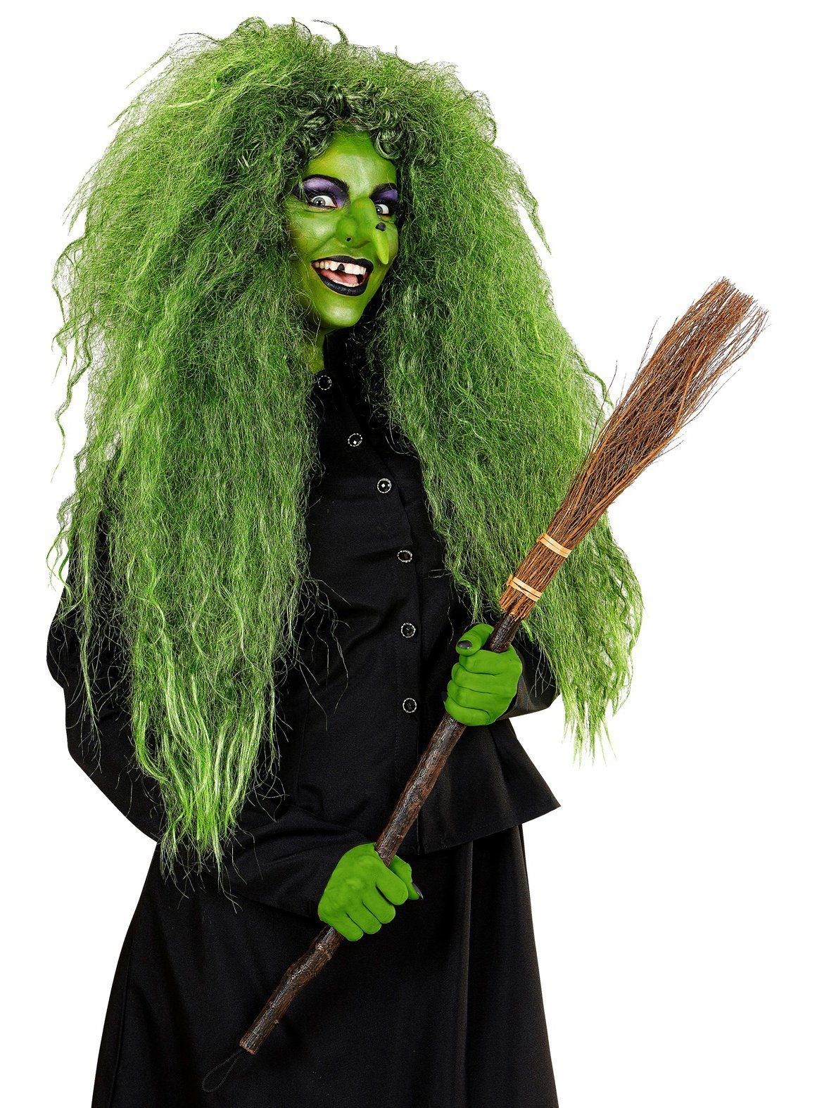 Widdmann Hexen-Kostüm Hexenbesen 89cm für Halloween Kostüm Damen Kinder, Stimmungsvolles Zubehör für Dein Hexen Kostüm