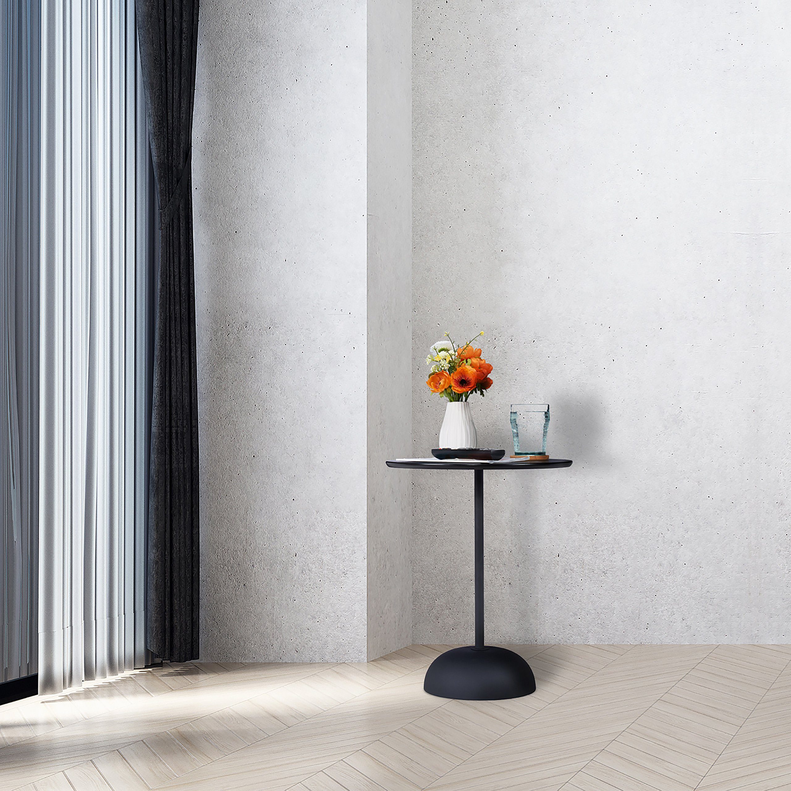 relaxdays Beistelltisch Runder Beistelltisch in Schwarz