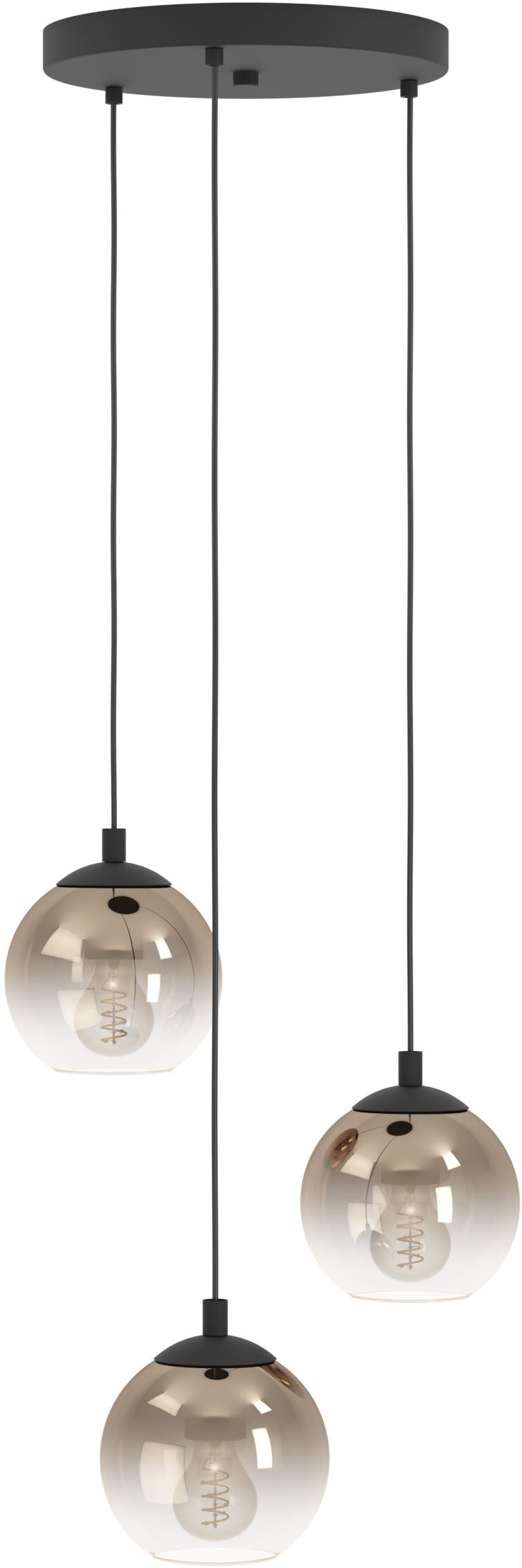 EGLO Hängeleuchte ARISCANI 1 Pendellampe - Stahl - E27 - 3X60W - IP20, ohne Leuchtmittel, Hängelampe, Deckenlampe, Wohnzimmer, Esszimmer, H110 x Ø42,5 cm