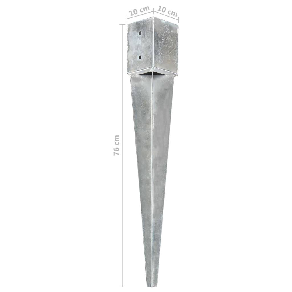 H-Pfostenanker (12-St) Stk. Silbern vidaXL Verzinkter Stahl, 12 10×10×76 Erdspieße cm