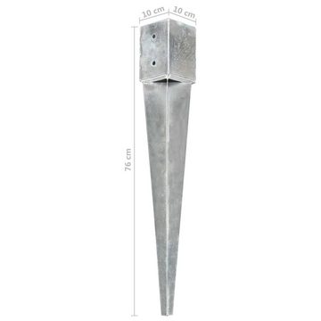 vidaXL H-Pfostenanker Erdspieße 12 Stk. Silbern 10×10×76 cm Verzinkter Stahl, (12-St)