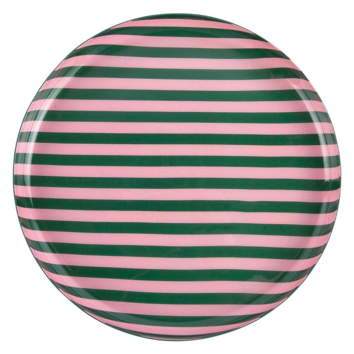 Present Time Tablett Tablett Animado Grün Pink gestreift (22cm)