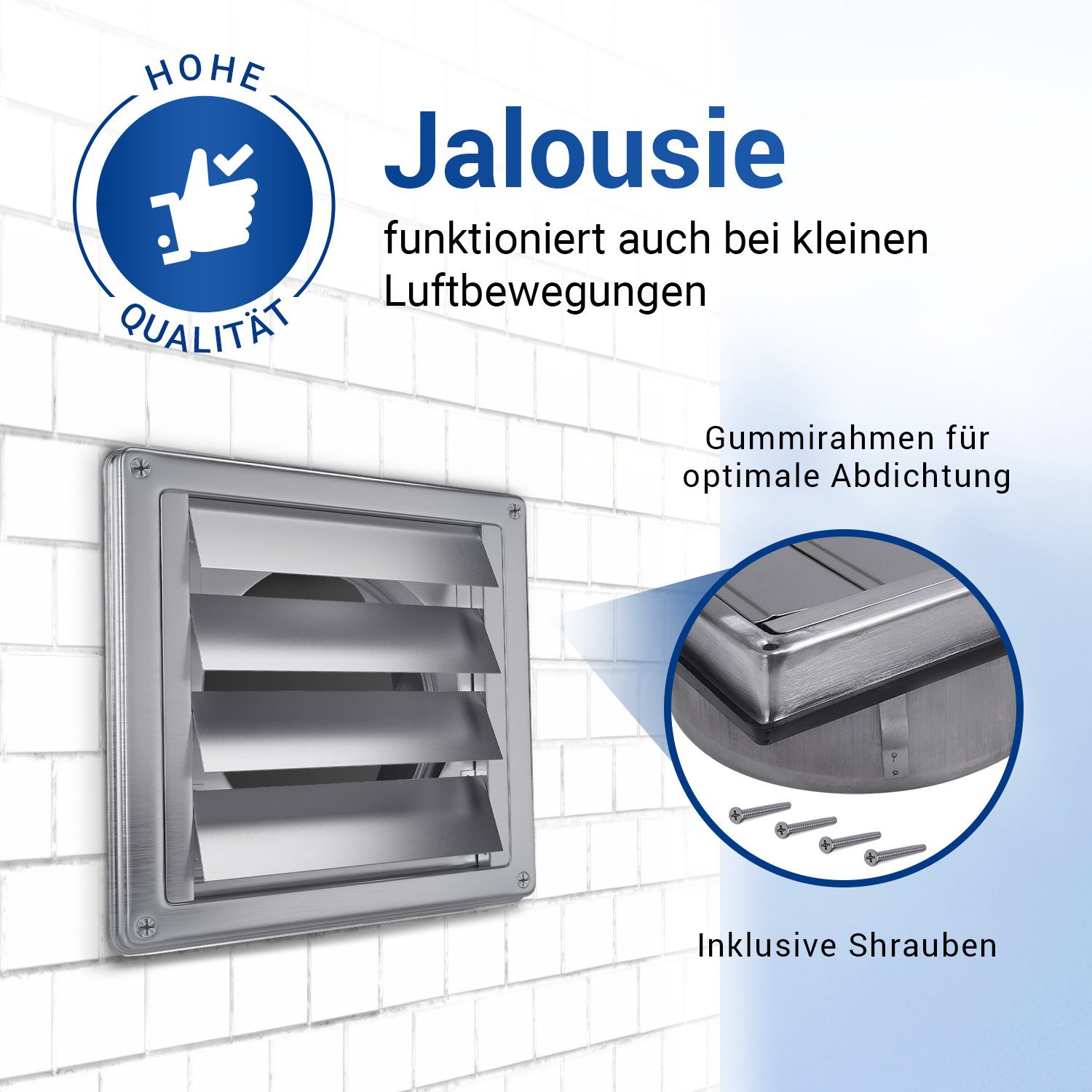 VIOKS Lüftungsgitter Jalousie Rund-Anschlusssystem 150erR Rückstauklappe, mit beweglichen Luftklappen für 150er Luftführungssysteme