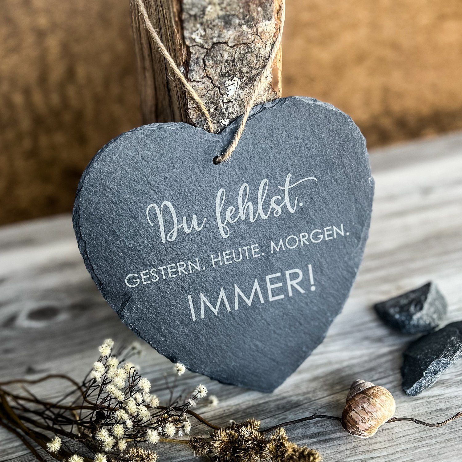 Spruchreif® Dekohänger Großes Schieferherz mit Gravur, Wanddeko günstig online kaufen
