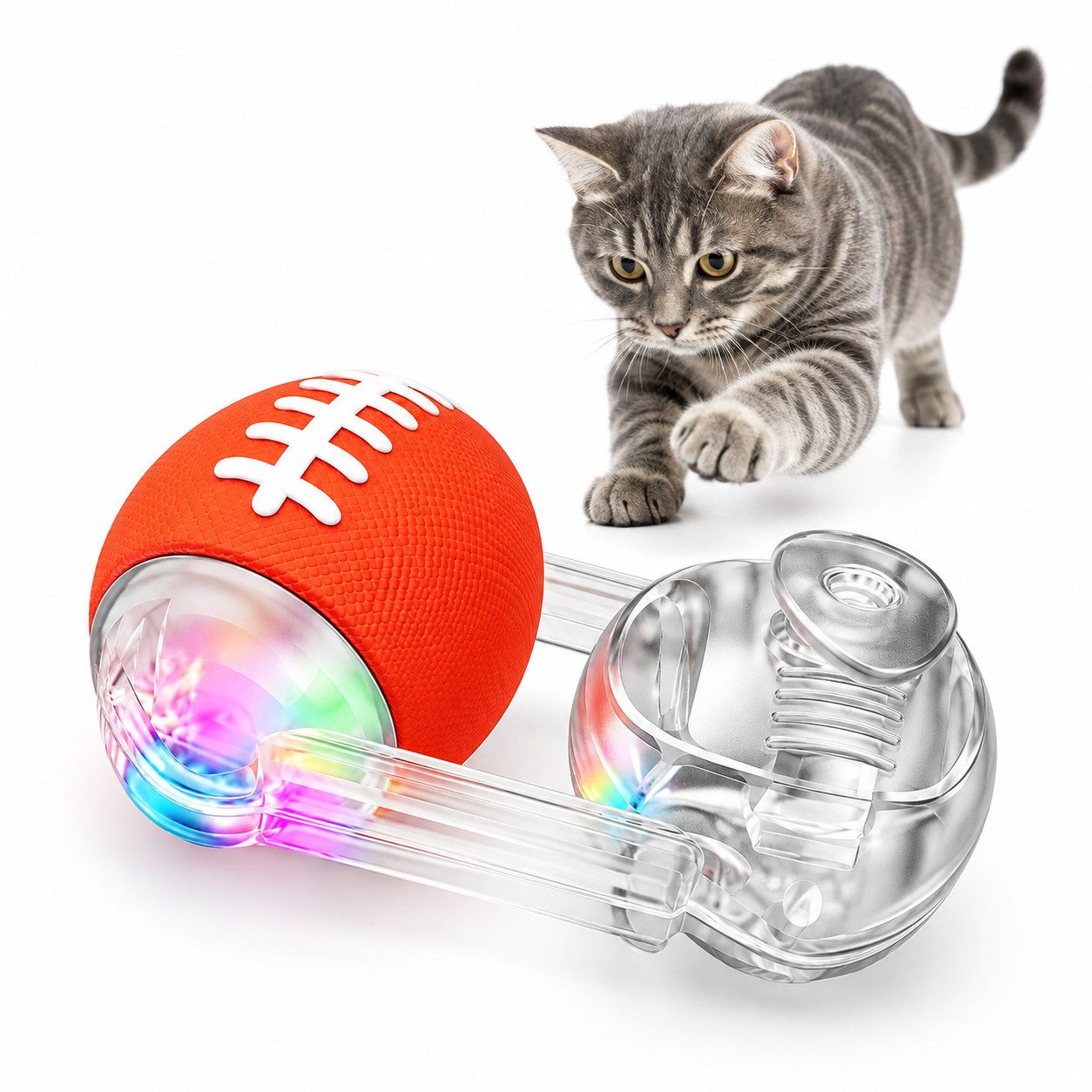 Luckice Snackball Intelligenzspielzeug Hund, Snackball als Beschäftigung und Zahnball, Tier-Intelligenzspielzeug, Interaktiver Hundeball mit Fernsteuerung (1-tlg) Wiederaufladbarer Hundeball mit Anti-Kau-Material & LED-Lichtern