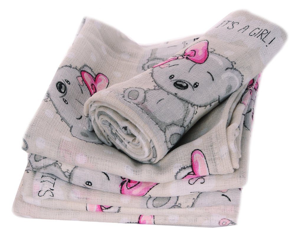 La Bortini Stoffwindeln Spucktücher Baby Stoffwindeln Mullwindeln 10er Pack, aus reiner Baumwolle, für Baby-Mädchen, atmungsaktiv