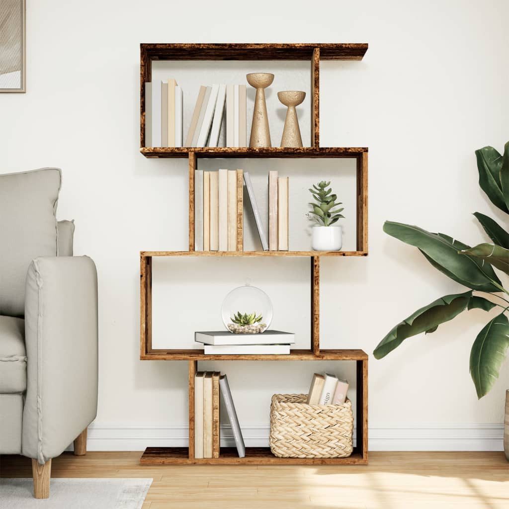 vidaXL Bücherregal Raumteiler-Bücherregal 4 Böden Altholz-Optik günstig online kaufen
