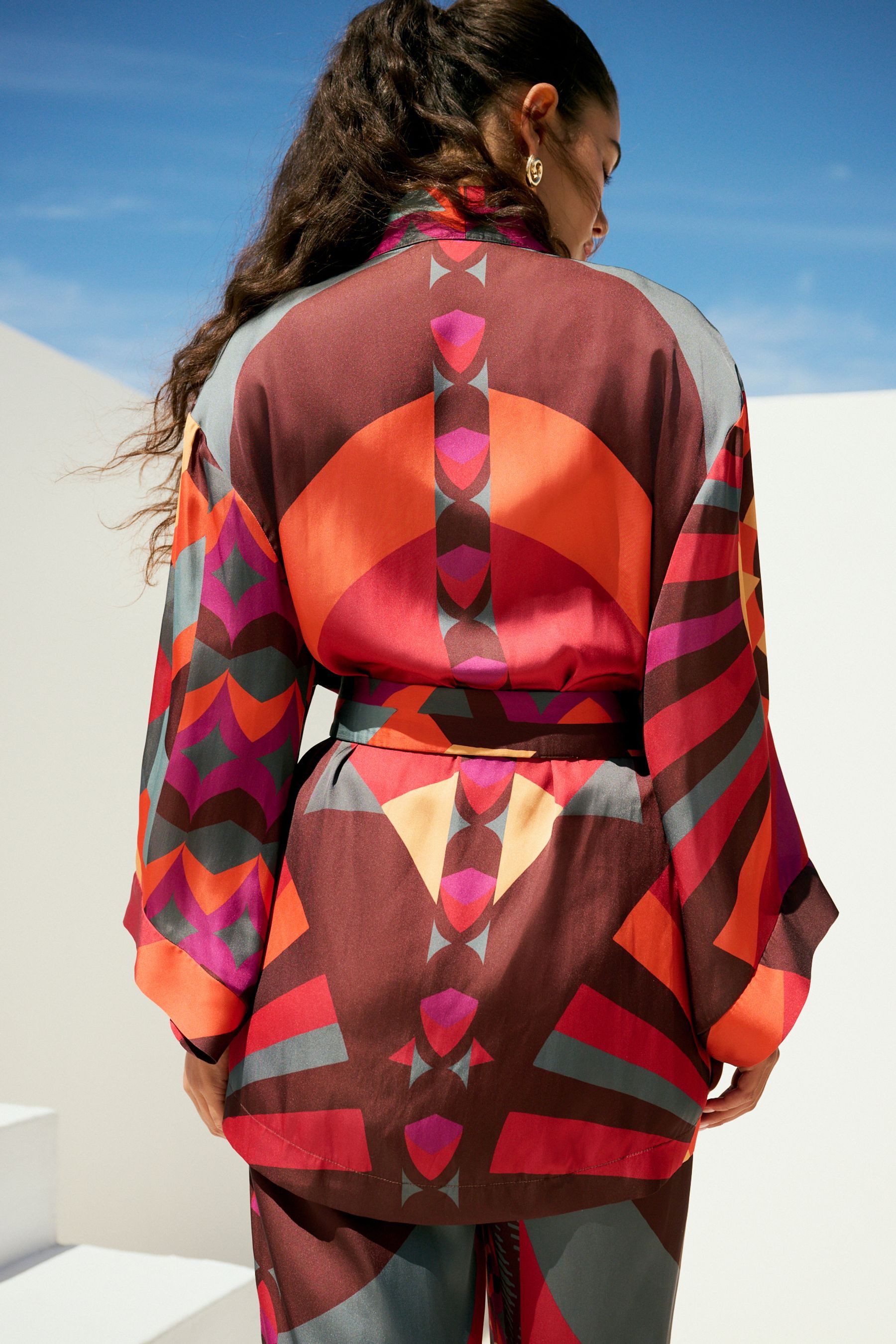 Next Satinbluse Strukturierter Satin-Kimono mit Drapierung günstig online kaufen