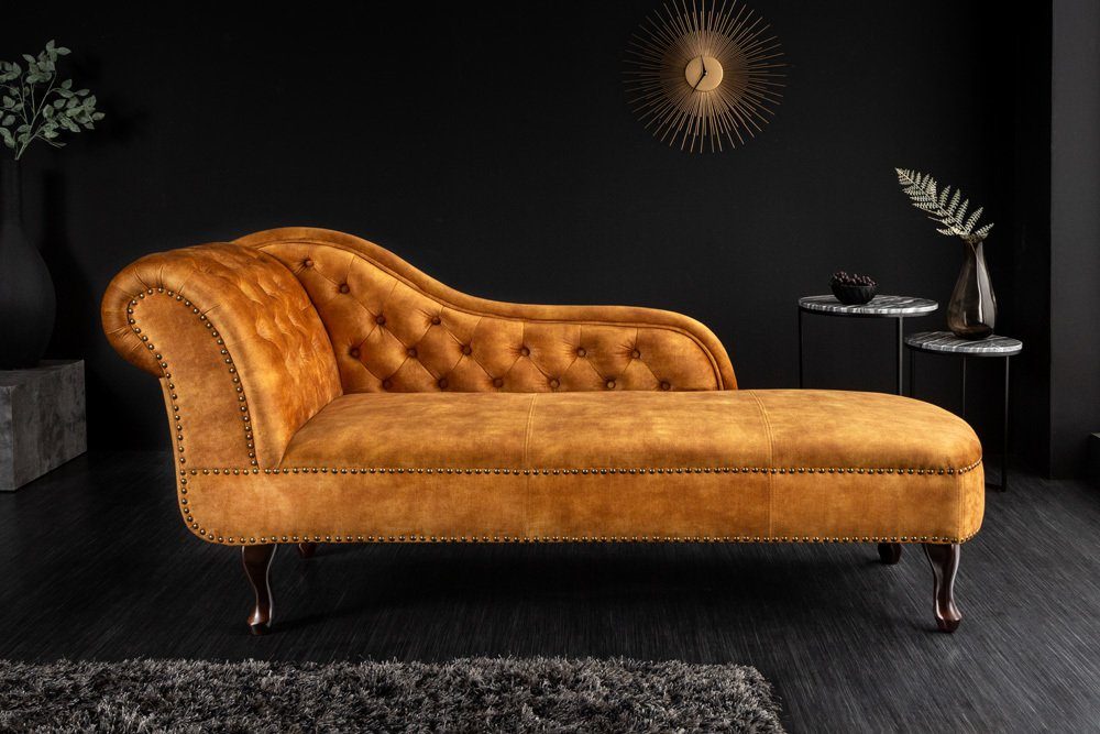 riess-ambiente Recamiere CHESTERFIELD 170cm senfgelb, Einzelartikel 1 Teile, Wohnzimmer · Samt · Design