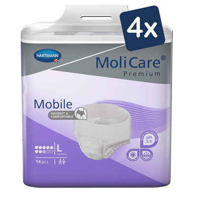 Molicare Inkontinenzslip Premium Mobile Einweghosen: Für Frauen und Männer 8 Tropfen, Größe L, 14 Stück (4x14)