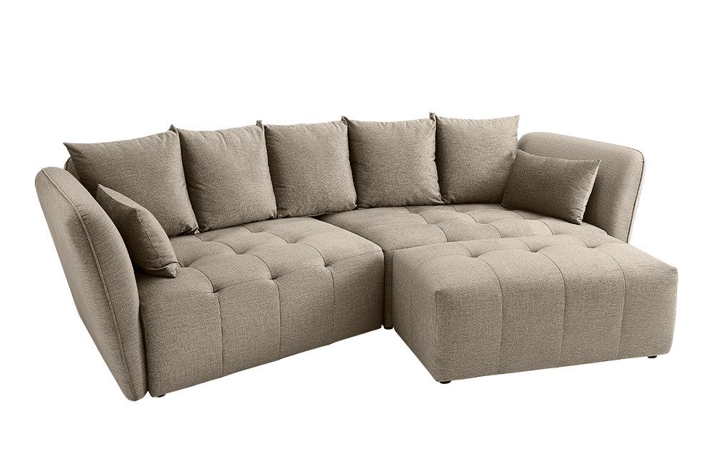 riess-ambiente Big-Sofa ROYAL 295cm greige - Strickstoff, Federkernpolsterung, Nosagfederung, Einzelartikel 1 Teile, XXL-Couch mit Kissen & Rundum-Bezug - ideal für Gäste- und Wohnzimmer