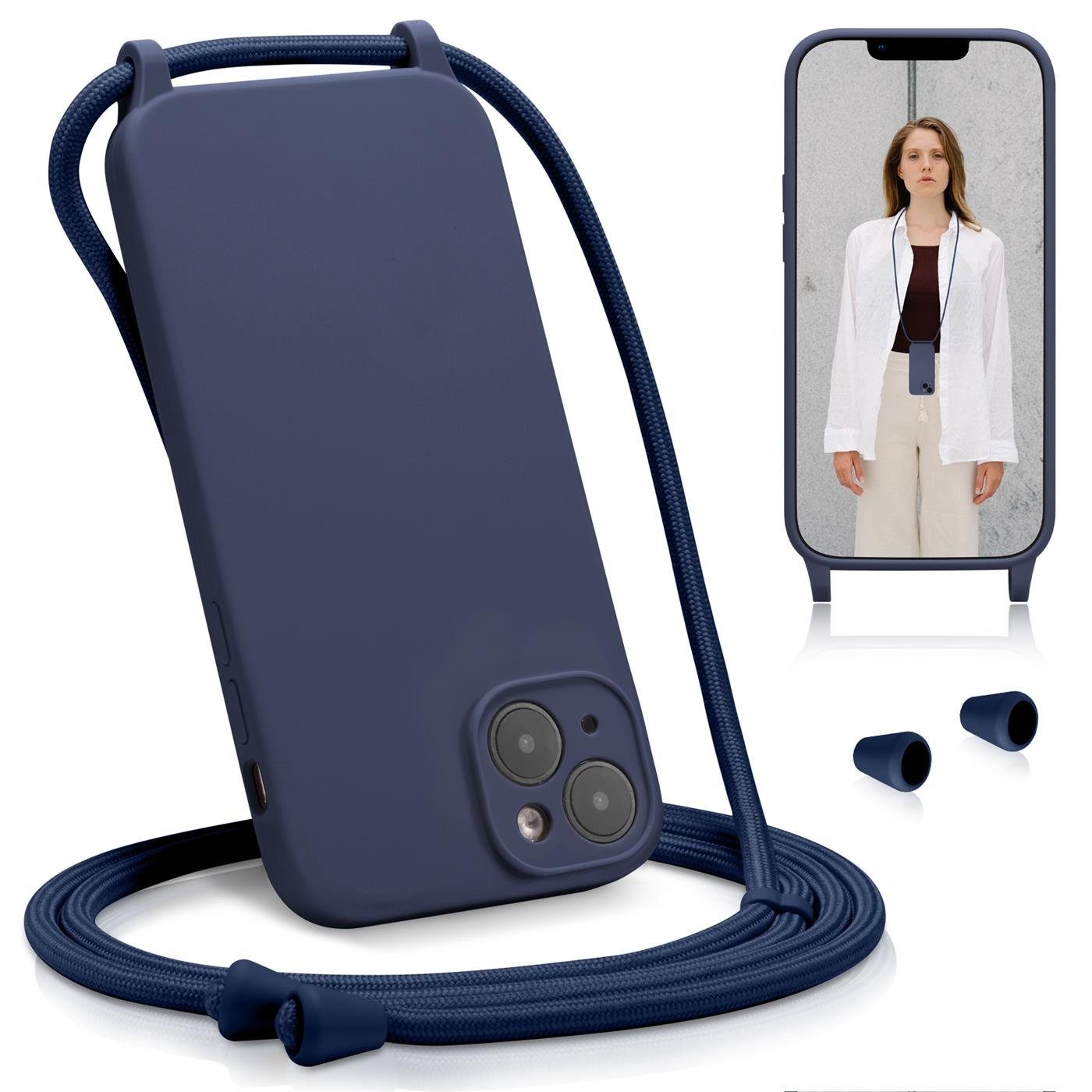 CoolGadget Handyhülle Premium Handyhülle mit verstellbarer Handykette für iPhone 12, Hülle zum Umhängen Kette inkl. 2x Displayschutzfolie aus Glas