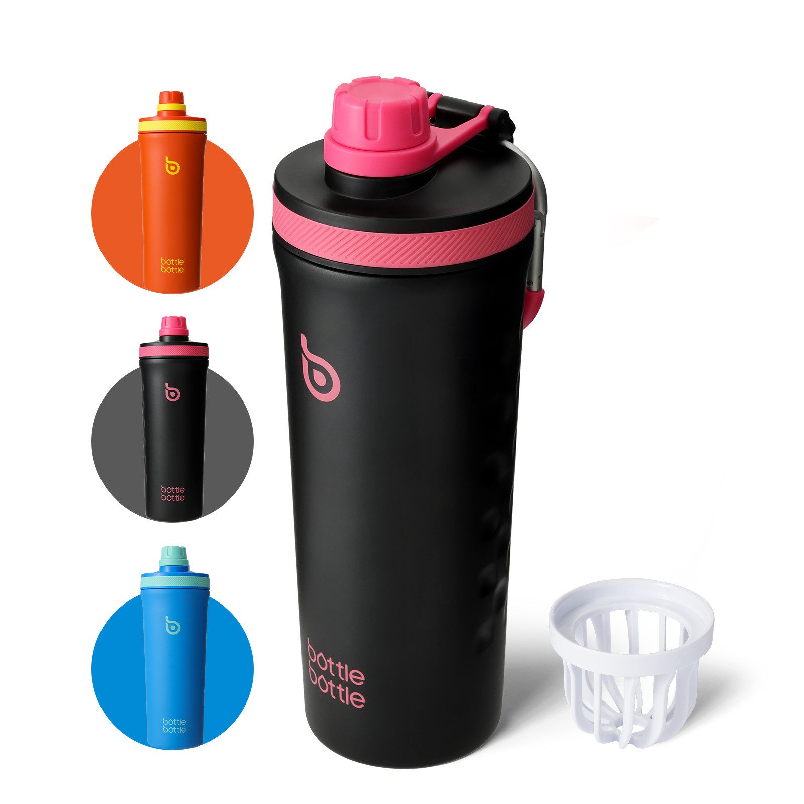 BOTTLE BOTTLE Trinkflasche Shaker Edelstahl Trinkflasche 26oz mit Mischkugel, Protein Shaker für Eiweiß & Fitness, doppelwandig, auslaufsicher