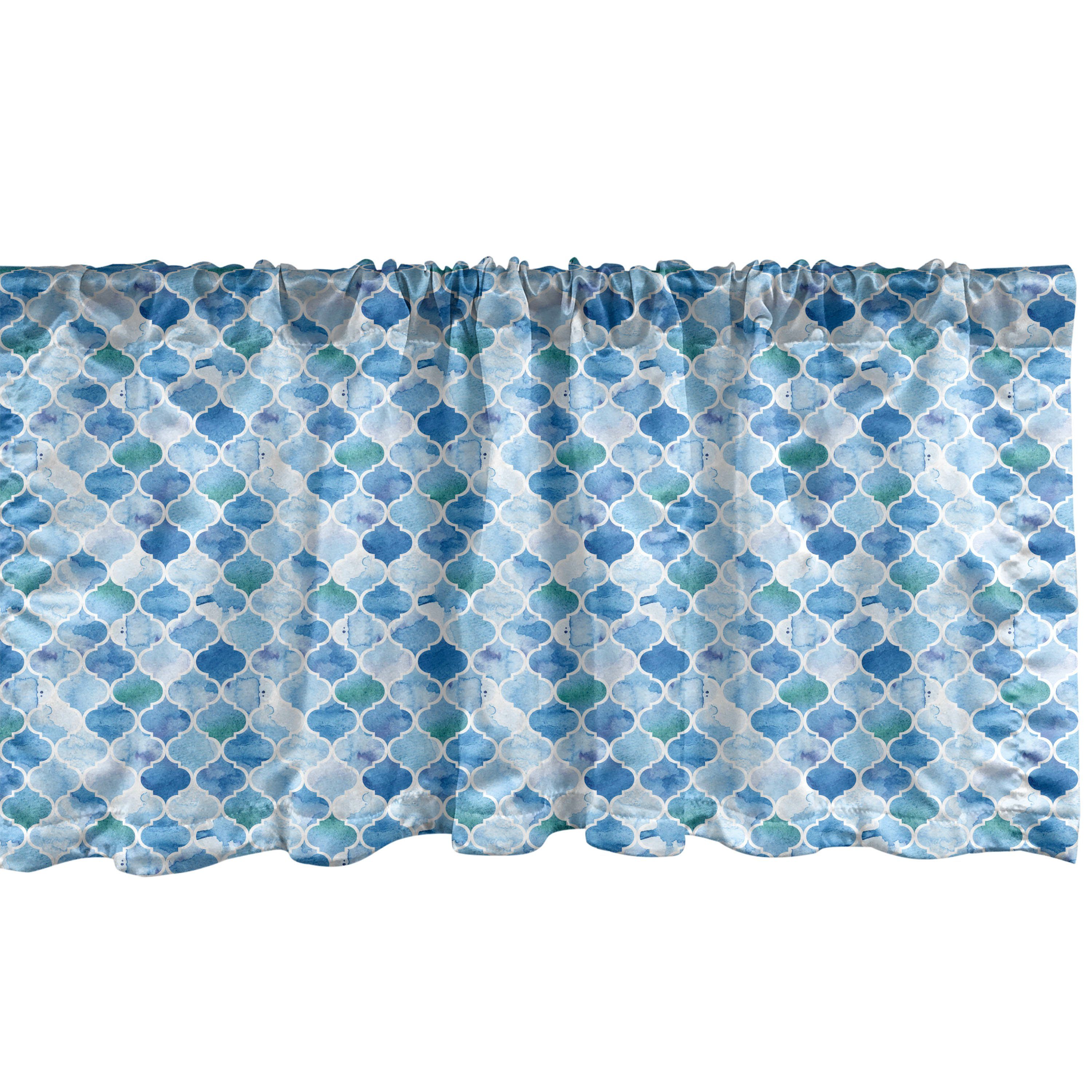 Scheibengardine Vorhang Volant für Küche Schlafzimmer Dekor mit Stangentasche, Abakuhaus, Microfaser, Aquarell Abstrakt marokkanische