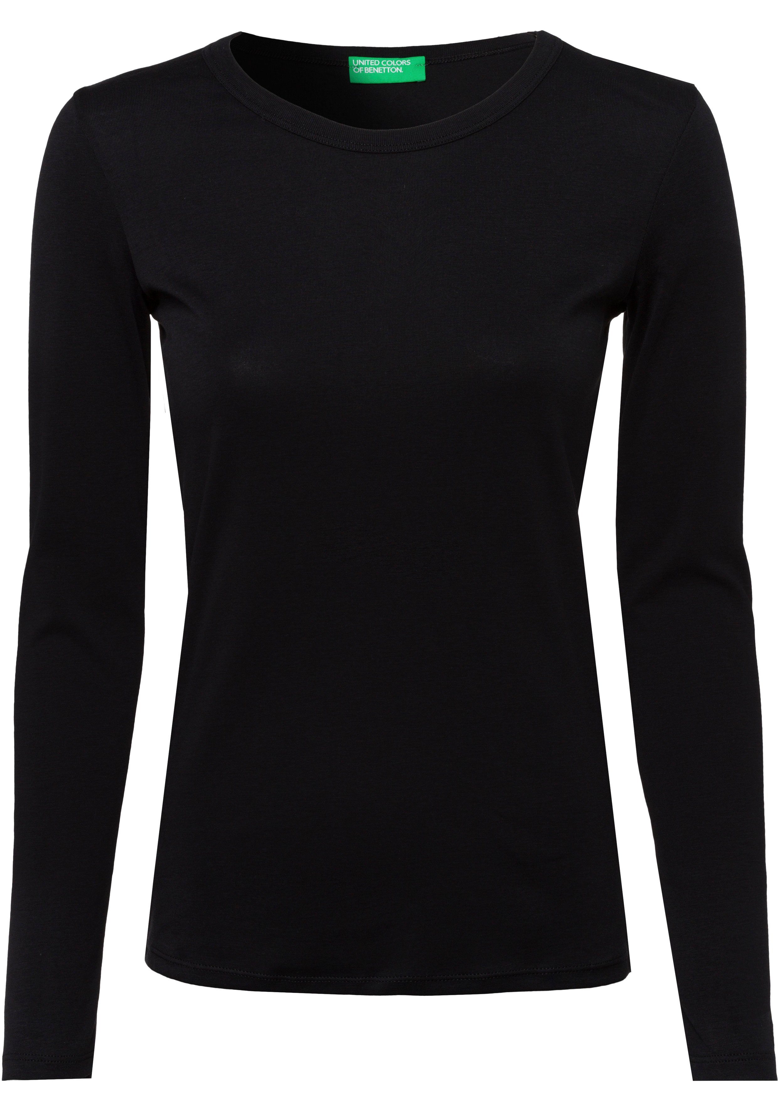 United Colors of Benetton Langarmshirt Basic-Look schwarz im