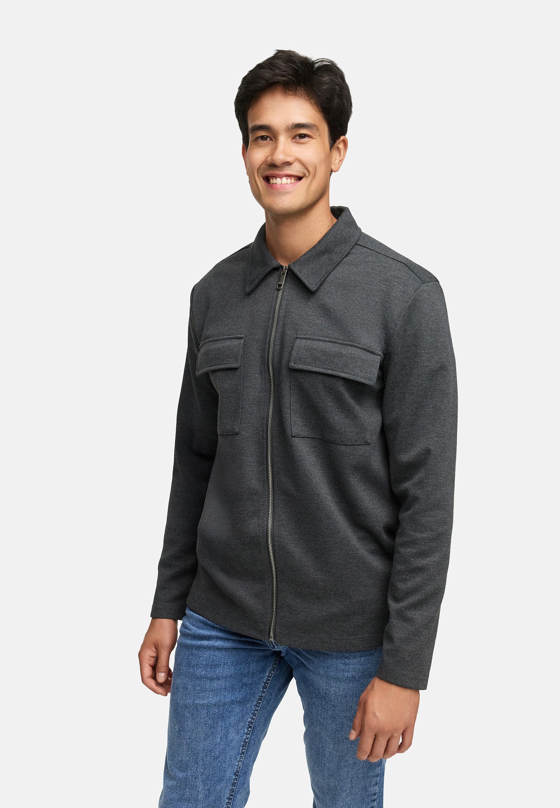 Indicode Langarmhemd Herren INNello Zip Herrenhemd Langarm Lässiges Hemd mit Reißverschluss und Brusttaschen