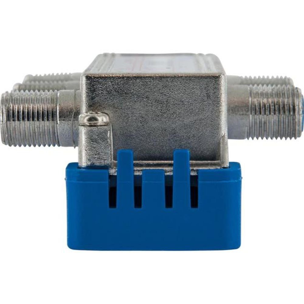 Schwaiger 4-fach Verteiler (9 dB) Flachantenne (für Kabelanlagen, Antennenanlagen, Satellitenanlagen, silber/blau)