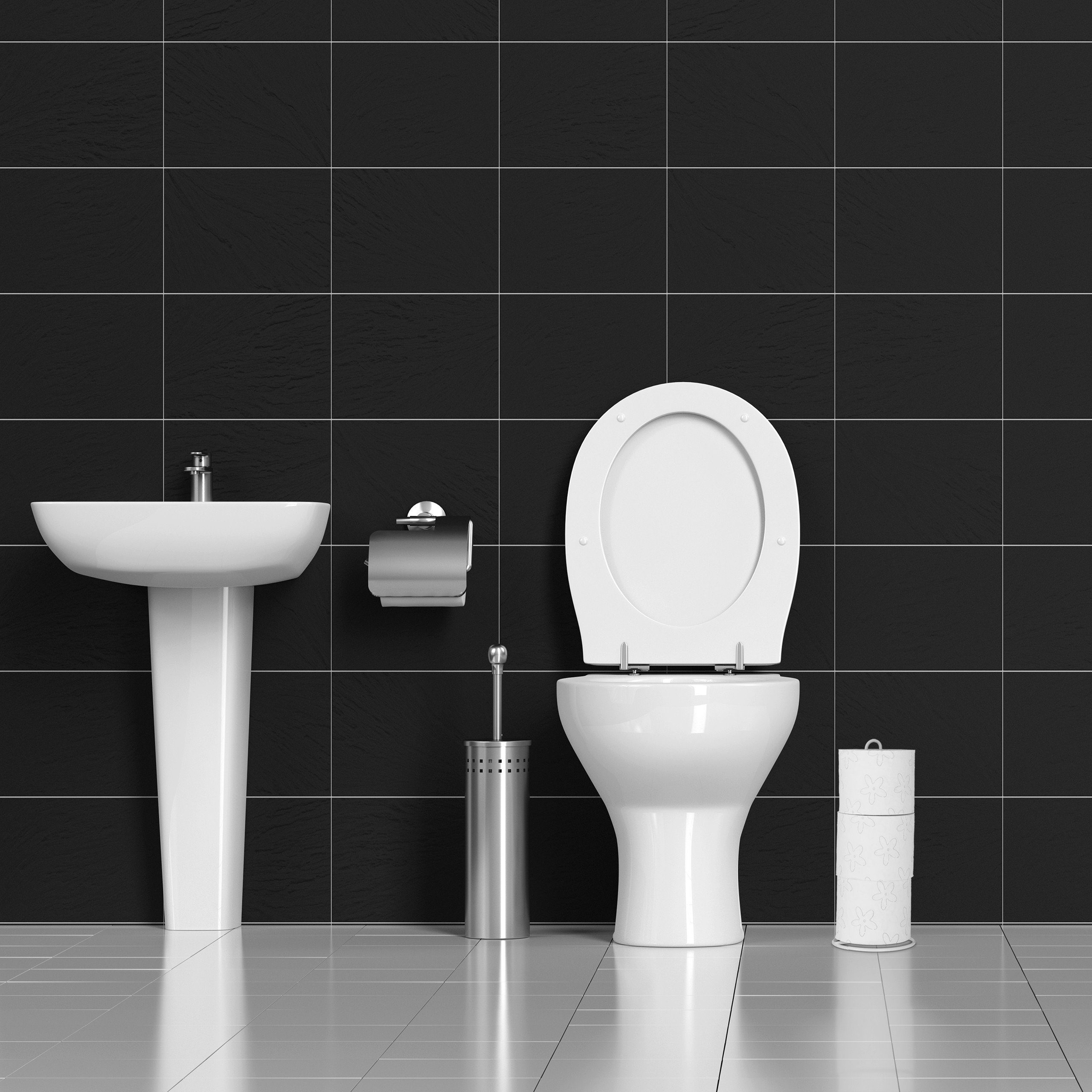 relaxdays Küchenrollenhalter 2er Set, schwarz