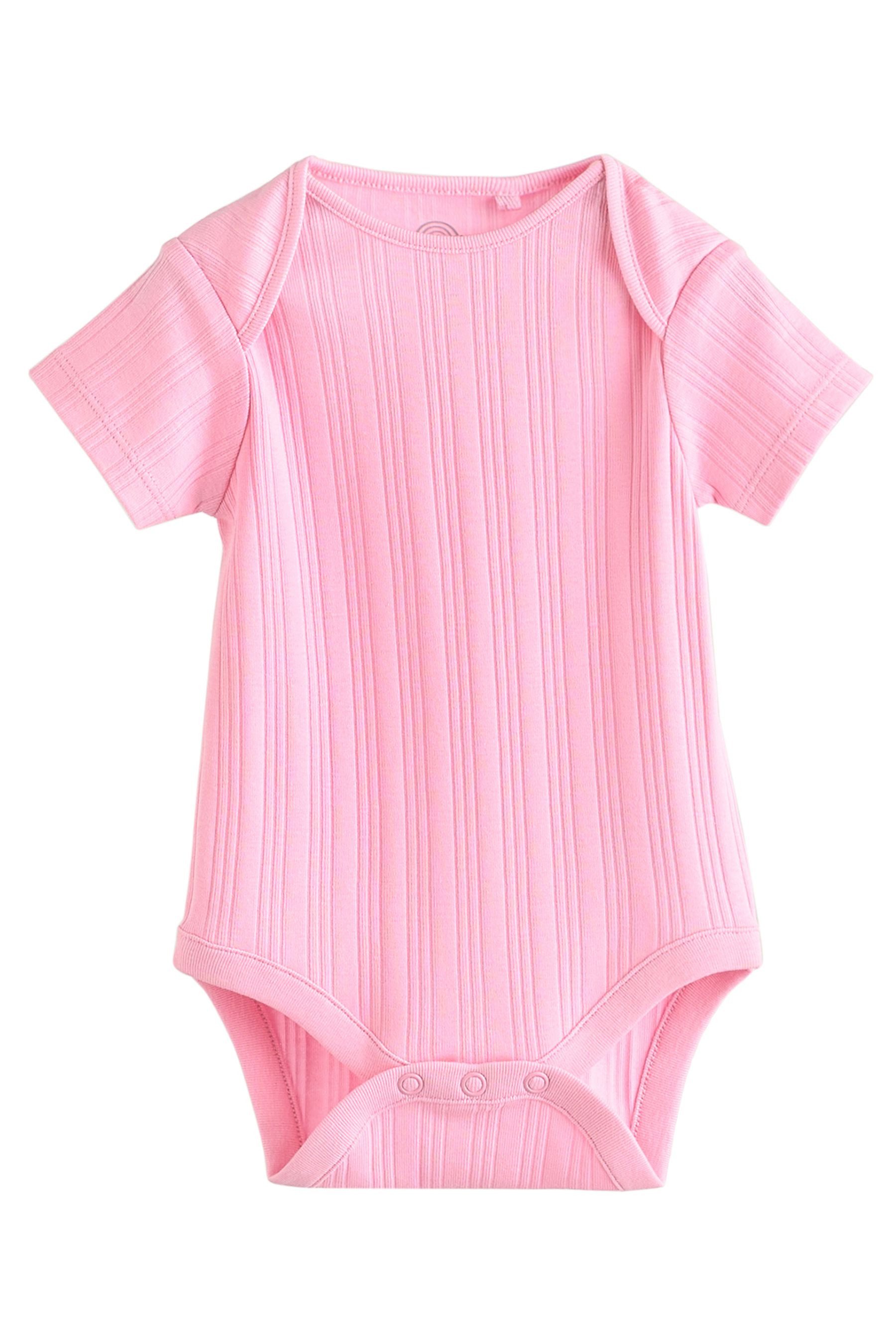 Next T-Shirt-Body Gerippte Kurzarm-Babybodys 100 % Baumwolle, 5 Stk. (5-tlg)