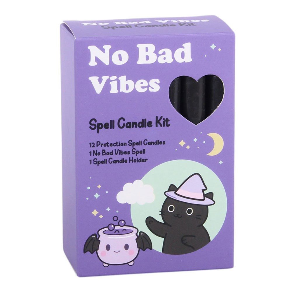 Something Different Standkerzenhalter No Bad Vibes Spell Kawaii Kerzenset mit Triple Moon Halter Gothic