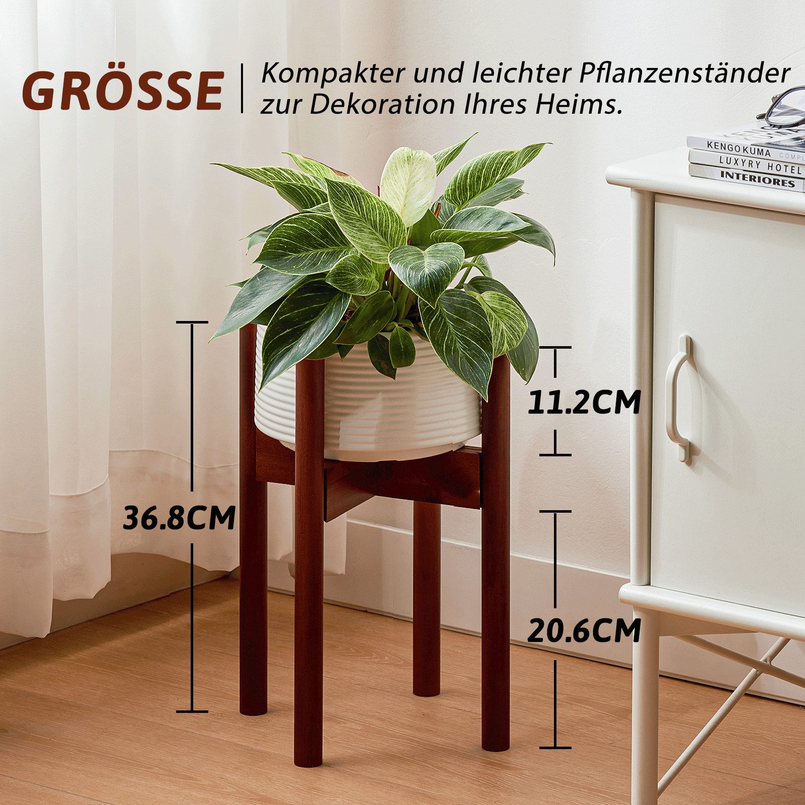 Bamworld Blumenständer Blumenhocker, Pflanzenhocker, Höhenverstellbar & Kippsicher (1 St), für verschiedene Blumentöpfe, höhe 37 cm