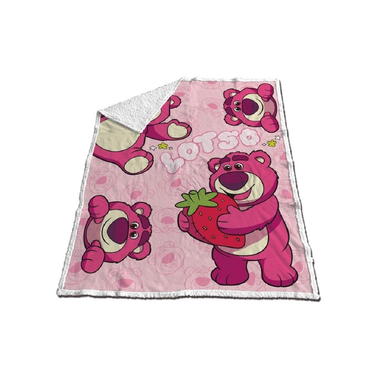 Wohndecke Lotso Sherpa Wohndecke für Kinder und Erwachsene 130 x 170 cm, Disney Pixar Toy Story