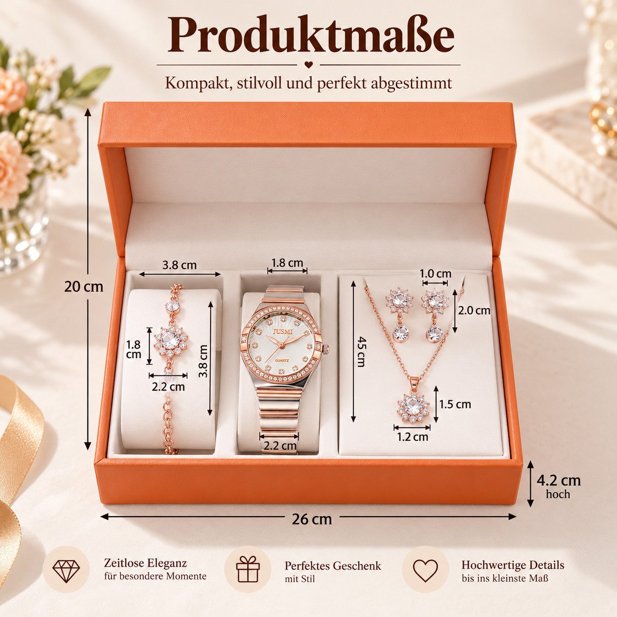 ibettertec Quarzuhr Damen Geschenkset mit Uhr - Weihnachtsgeschenk für Frauen, (Set, 1-tlg., Edles Geschenk für Frauen, Besonderes Geschenk für Frauen), Damen G – Bild 3 von 5