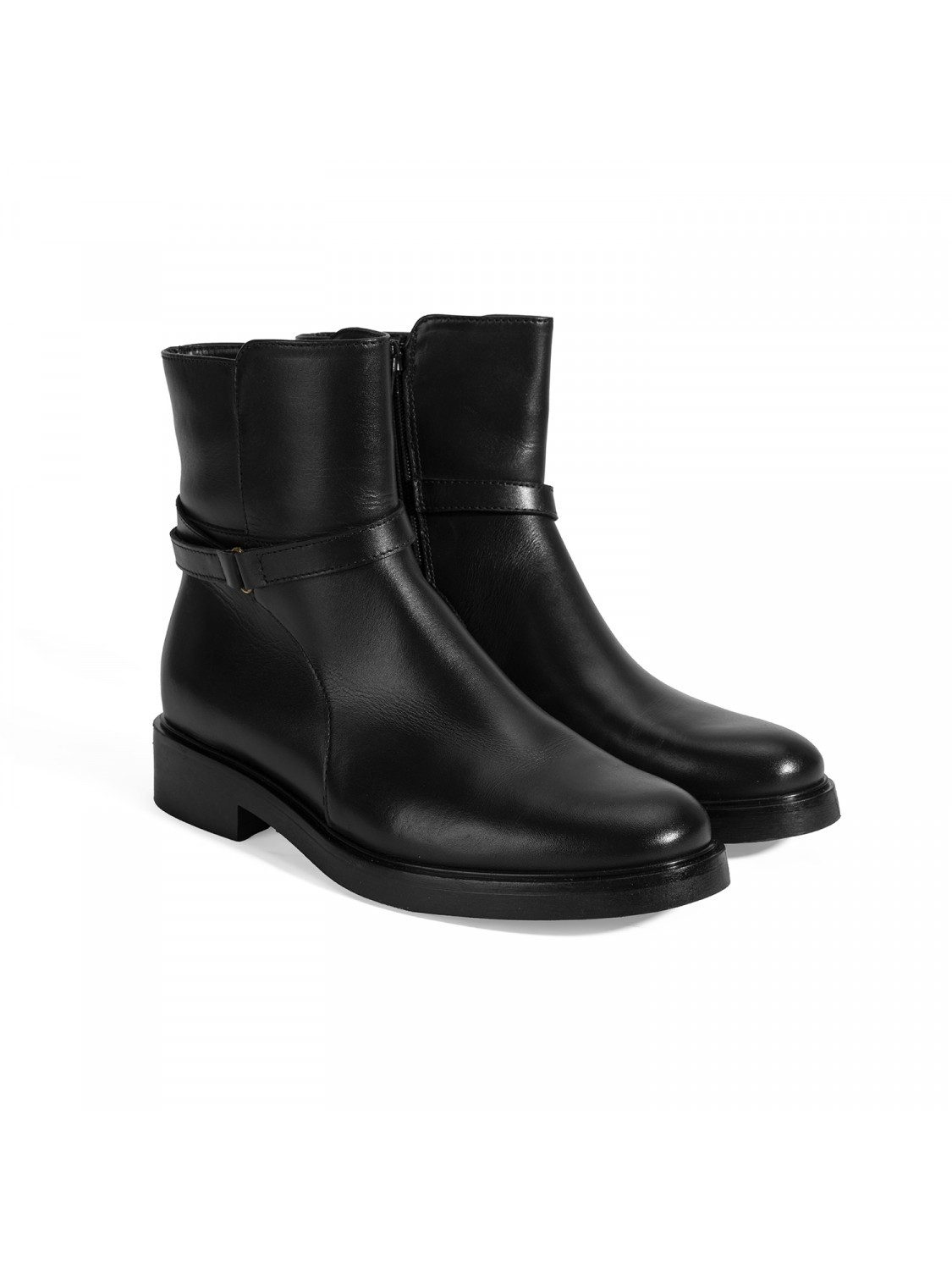 Desa Damen-Lederstiefel – Flacher Absatz, Reißverschluss, Textilfutter, at Stiefel