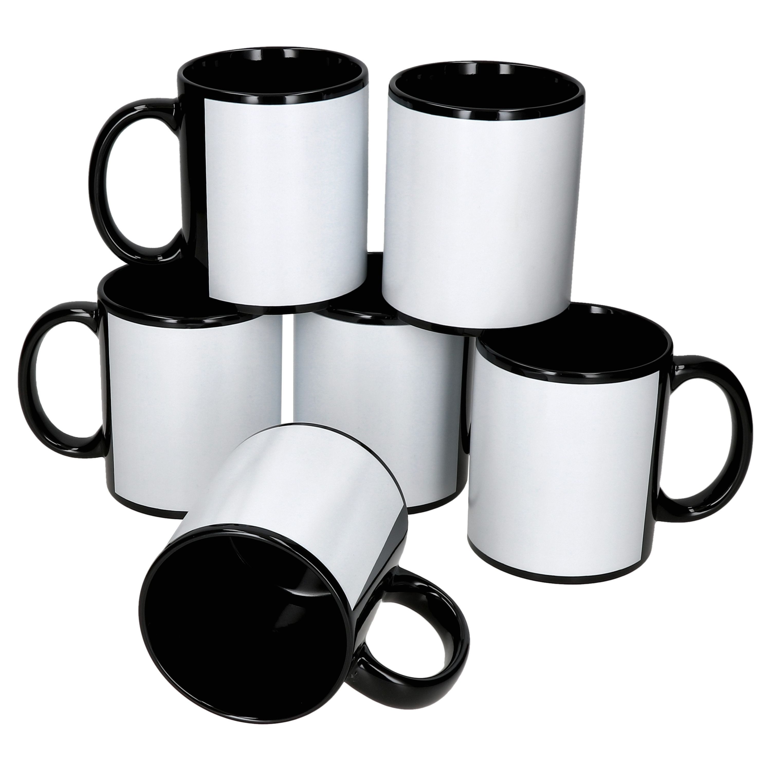 MamboCat Becher 6x Cara Kaffeebecher 300ml 6 Personen schwarz & weiß Tee Kakao, Porzellan