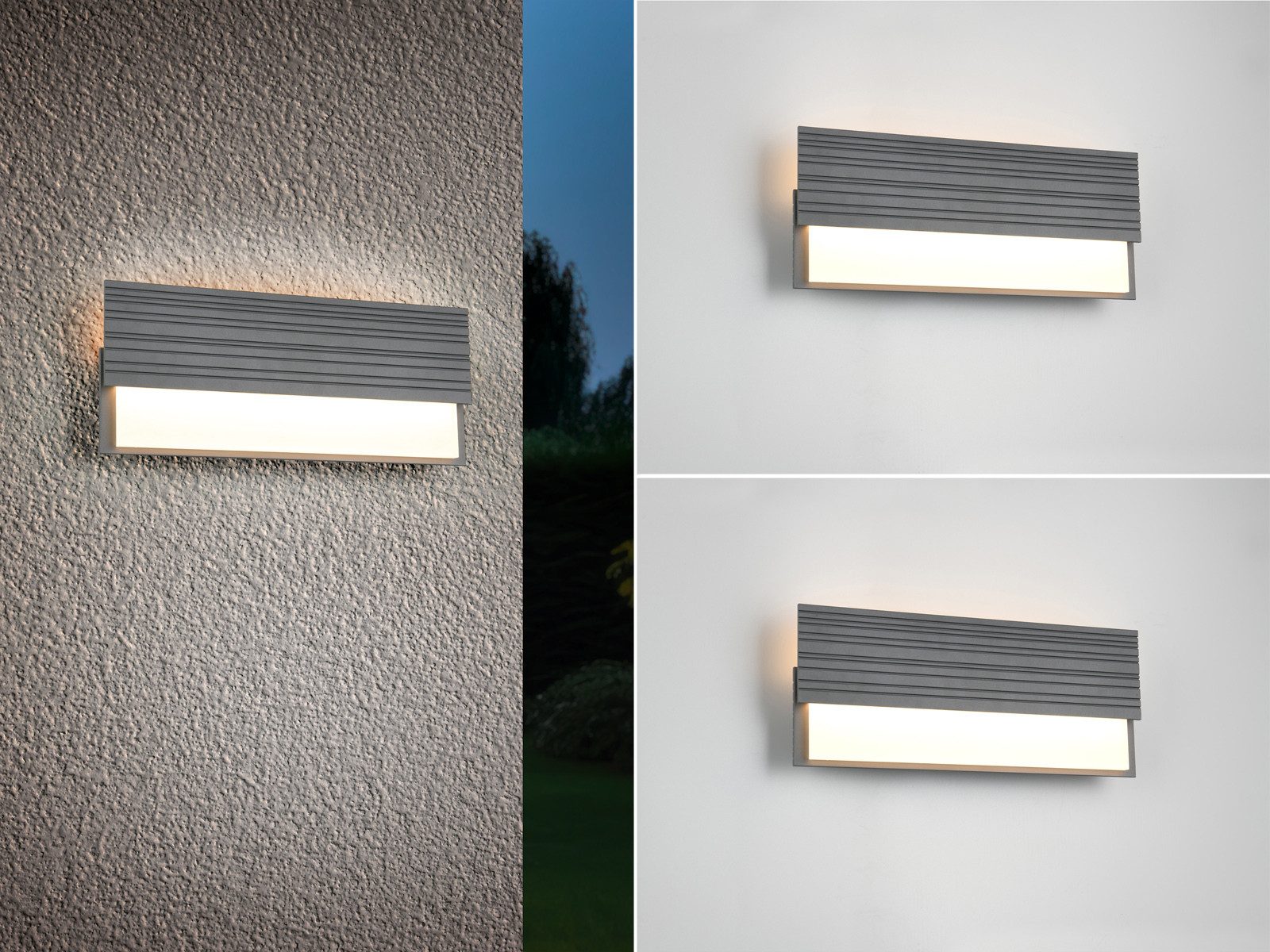 TRIO Leuchten LED Außen-Wandleuchte, LED fest integriert, warmweiß, 2er Set Terrassenleuchte Fassadenbeleuchtung Hauswand Anthrazit B 40cm