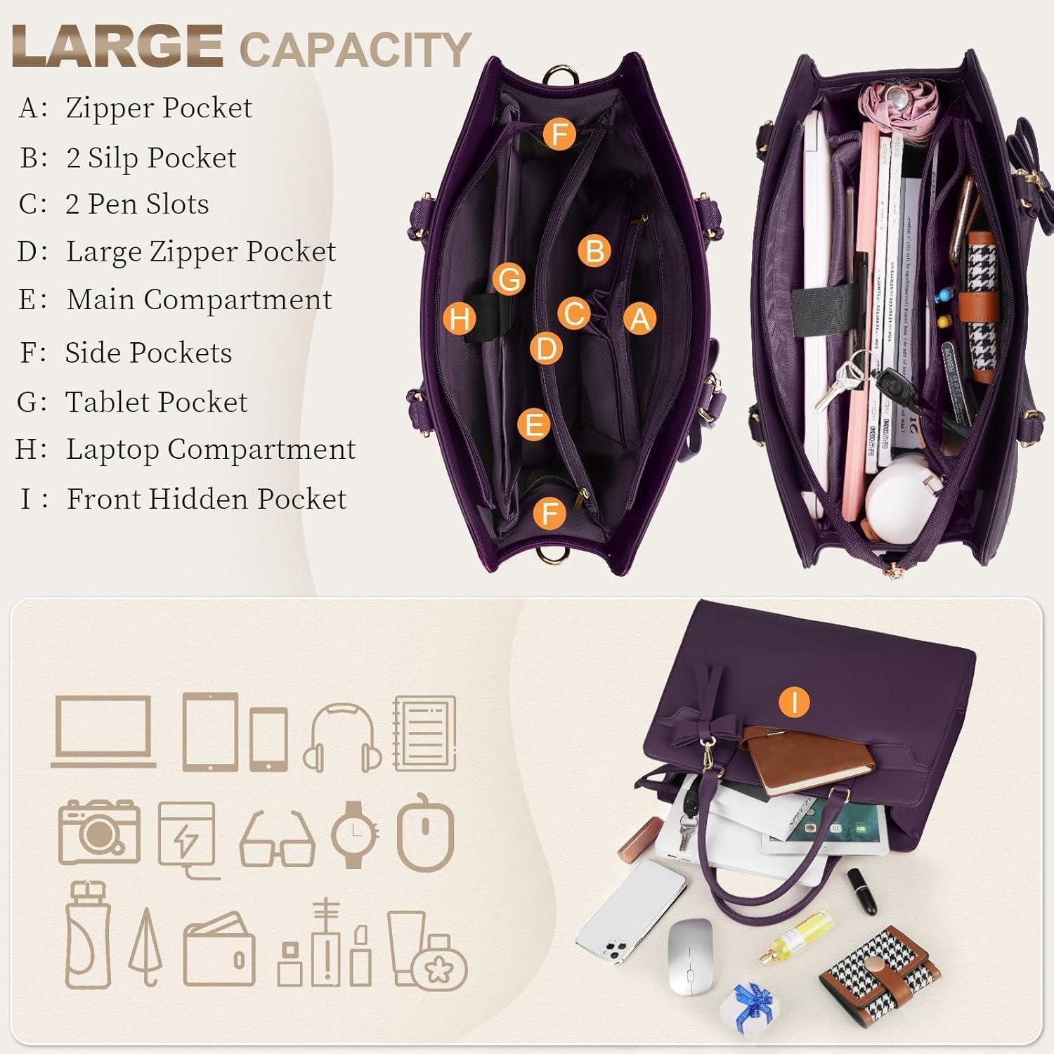 LuxusKollektion Laptoptasche Handtasche Damen 15.6 Zoll Laptoptasche Wasserdicht PU Leder