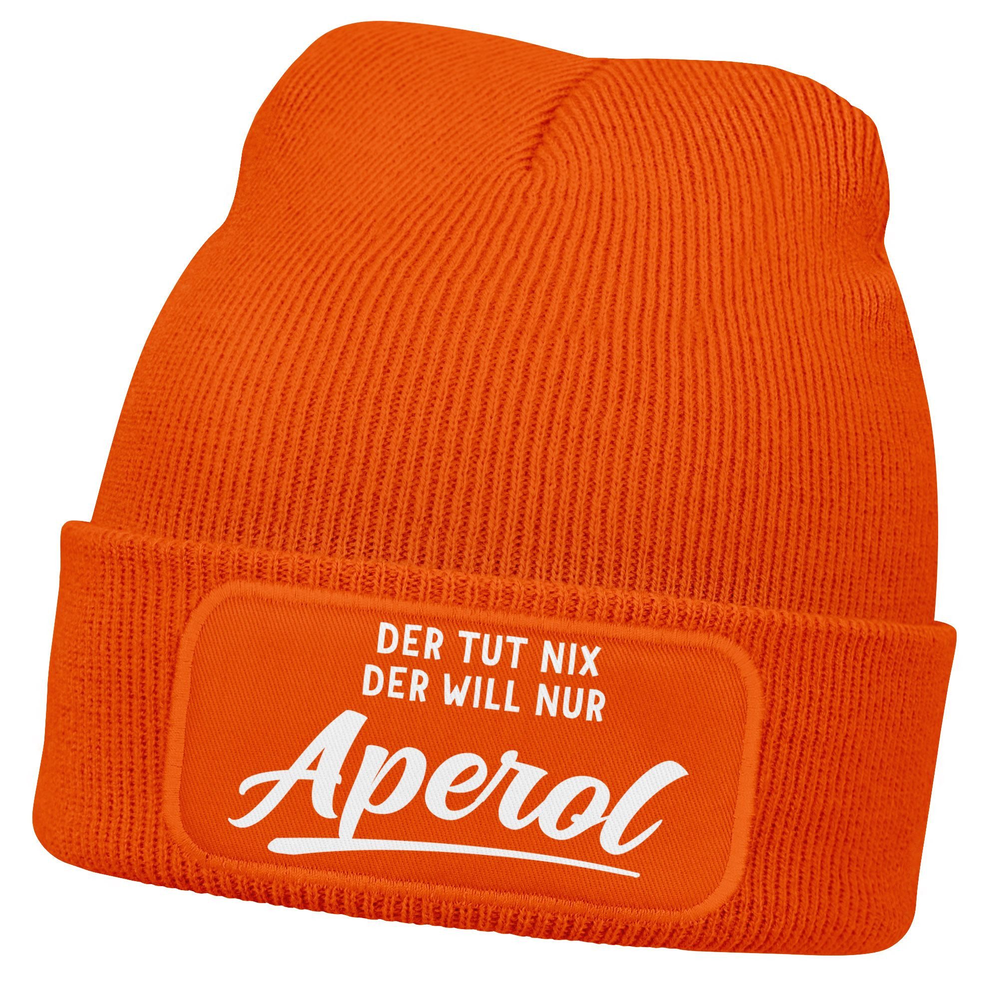 Strickmütze Herren Beanie mit Patch Lieblingsgetränk Party Strickmütze Spruch