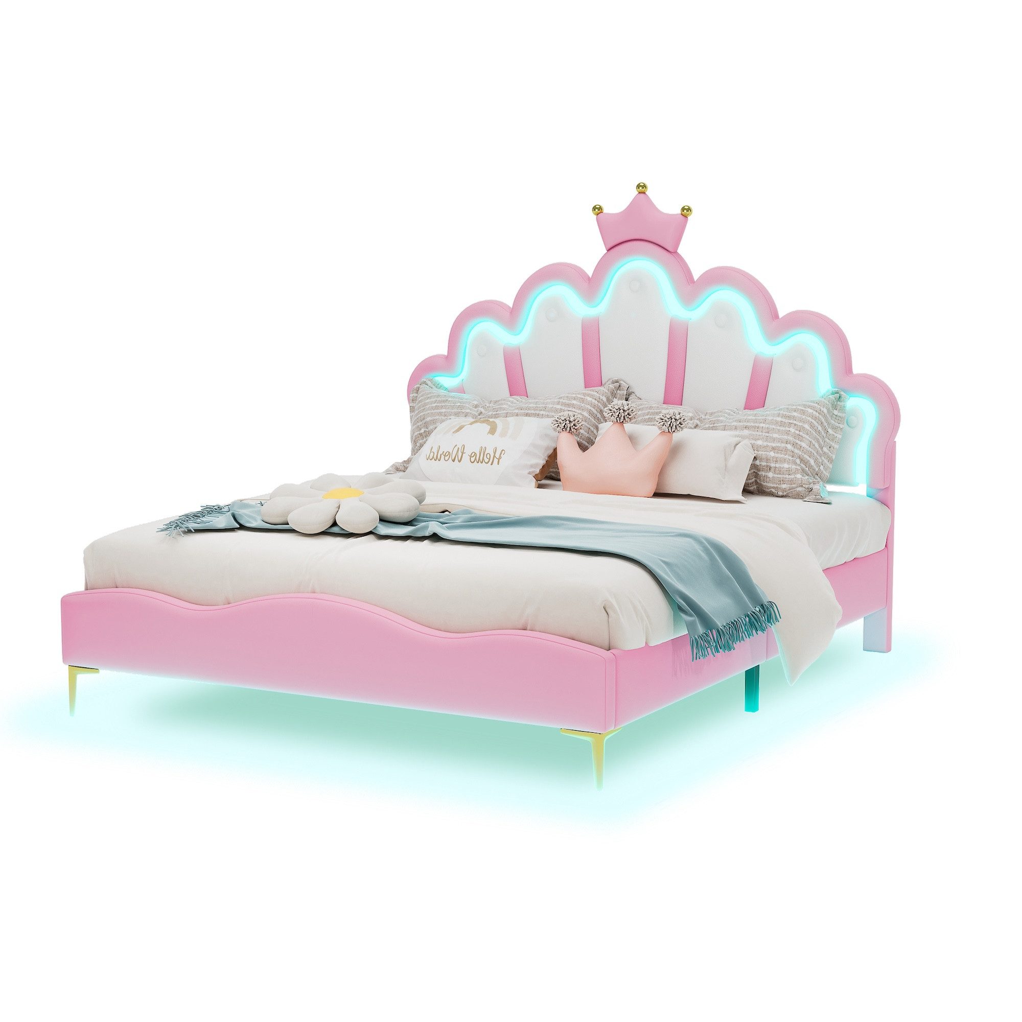 SOFTWEARY Prinzessinbett mit LED-Beleuchtung (140x200 cm, günstig online kaufen