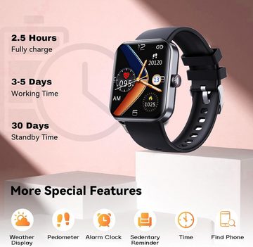 Fohatu Multiple Exercise Modes Smartwatch (1,09 Zoll, Android, iOS), mit vielfältigen Trainingsmodi, Multifunktionalem Assistenten IP67