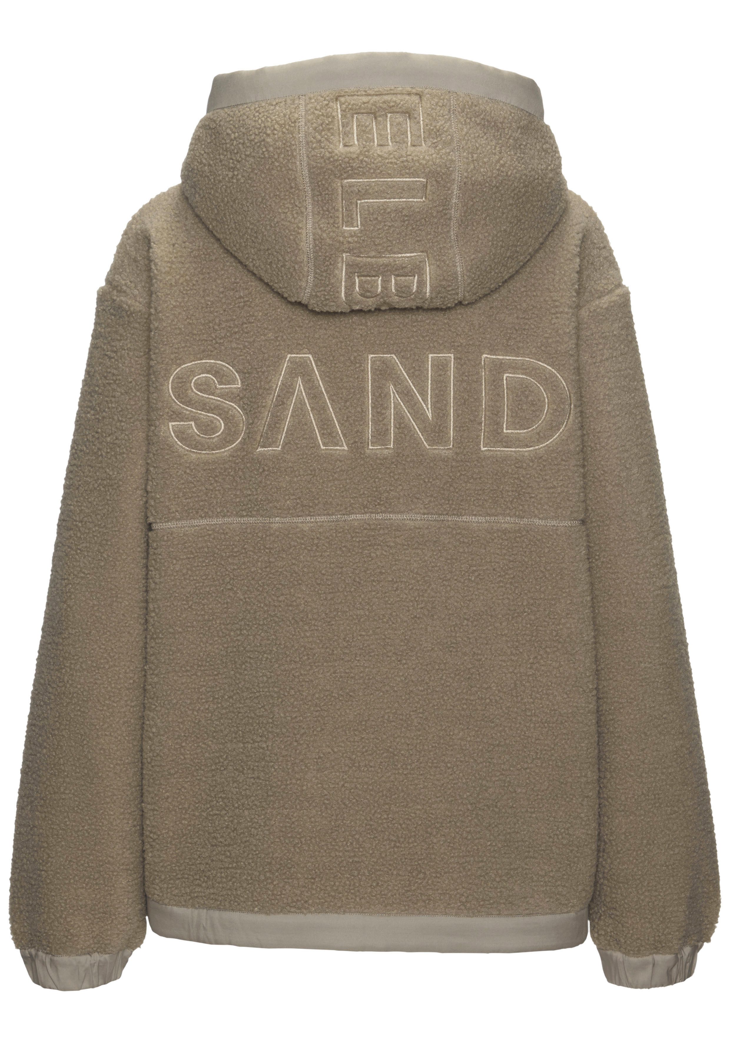 Elbsand Fleecejacke Übergangsjacke aus Teddy-Fleece mit verstellbarer Kapuze