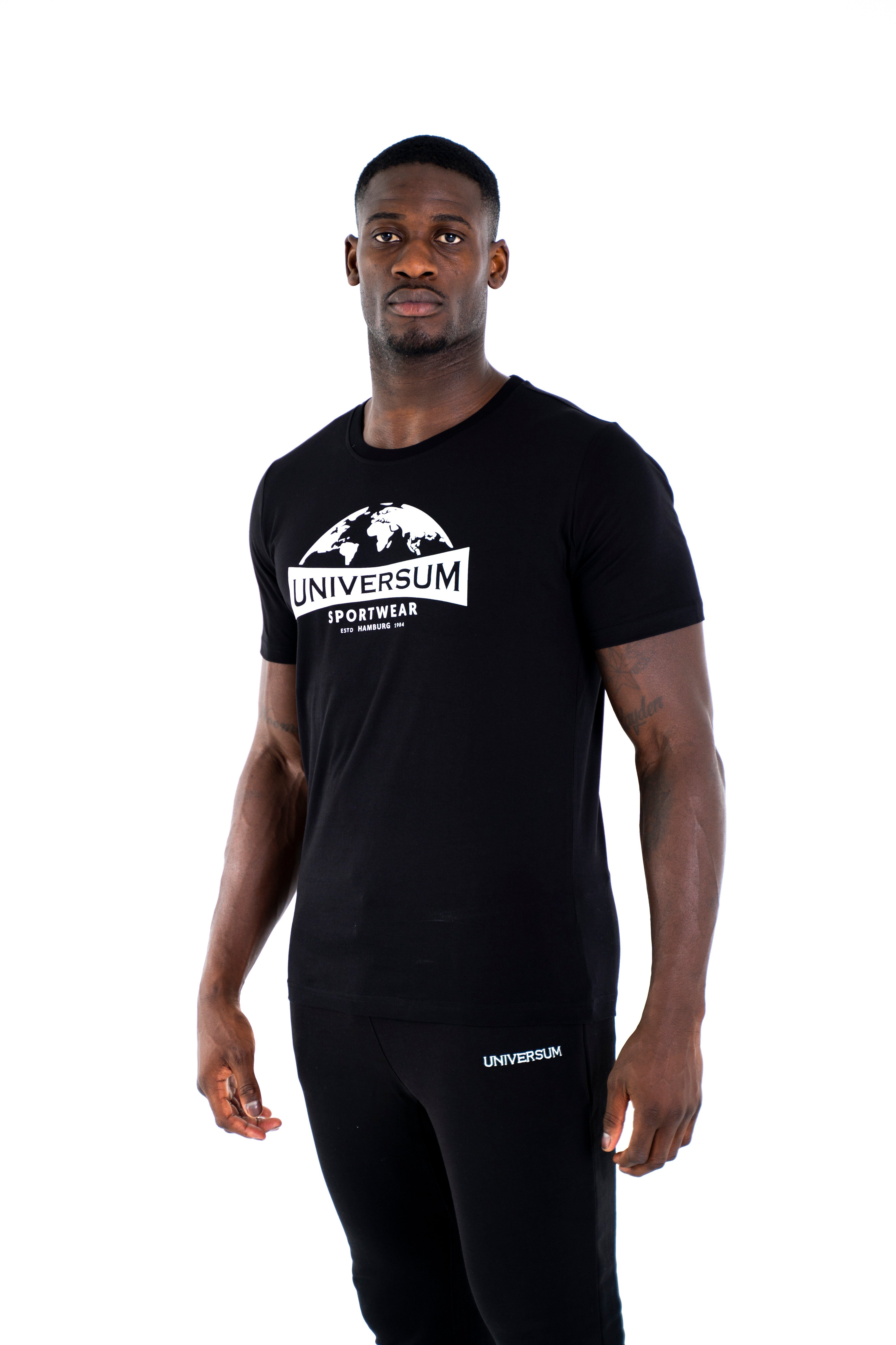 T-Shirt Rundhalsausschnitt, schwarz Modern Sportwear Universum Baumwoll Cotton 100% C-Neck Shirt