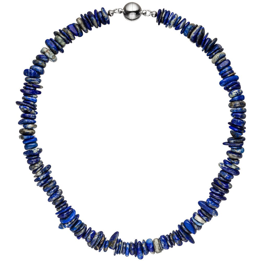 Schmuck Krone Goldkette Halskette aus Lapis-Lazuli mit Magentverschluss