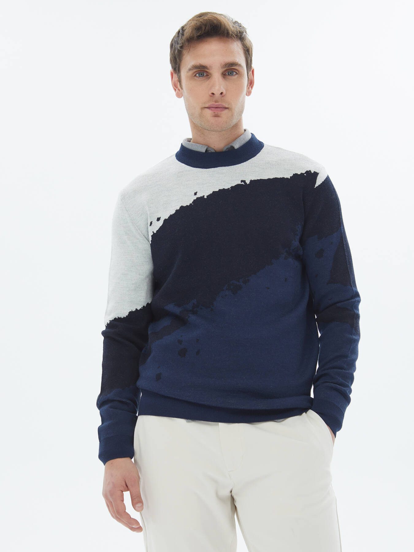 KİP Steppweste Gemusterter Strickpullover aus Wollmischung