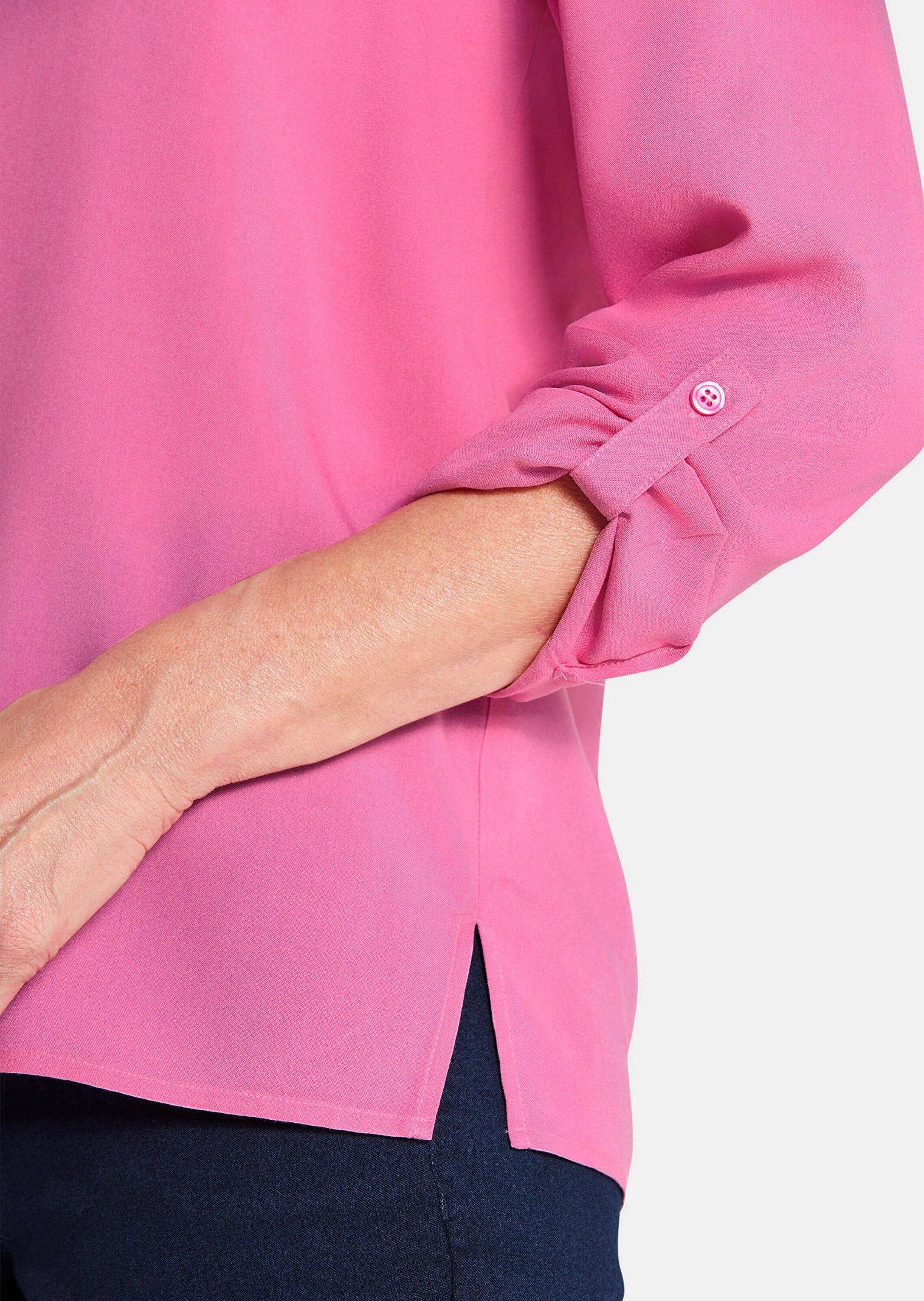 GOLDNER Klassische Bluse Zeitlose Viskosebluse mit Hemdkragen Fließende Hemdbluse mit Schlitzblende und Langarm