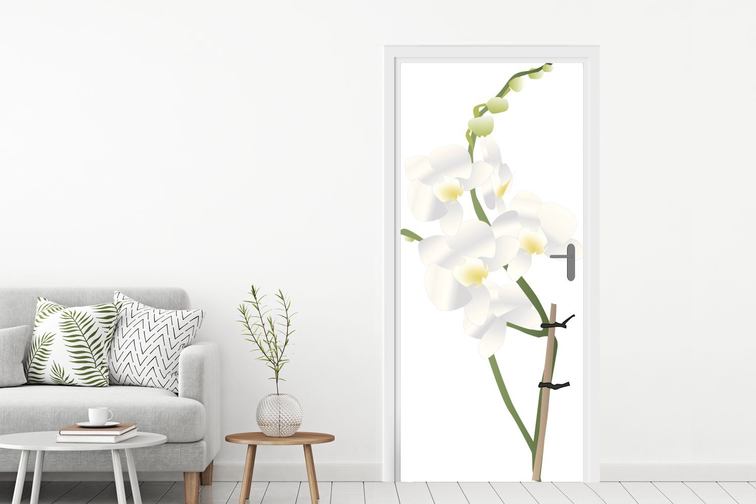 MuchoWow Türtapete Tür, Türaufkleber, cm bedruckt, 75x205 Illustrierte St), (1 Matt, Fototapete für Orchideenblüte