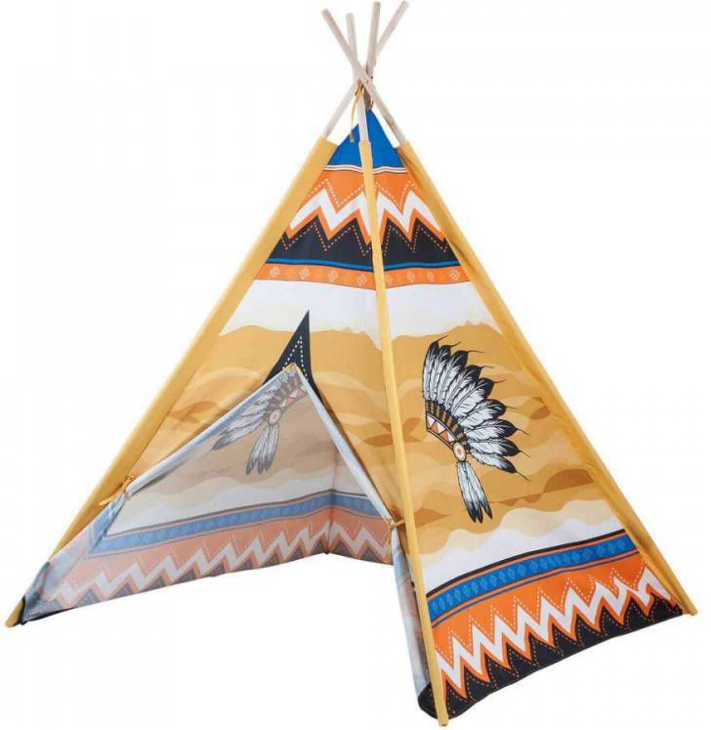 Play Fun Tipi-Zelt / Kinderspielzelt, mit naturbelassenem Holzgestänge und individuell bemalbar