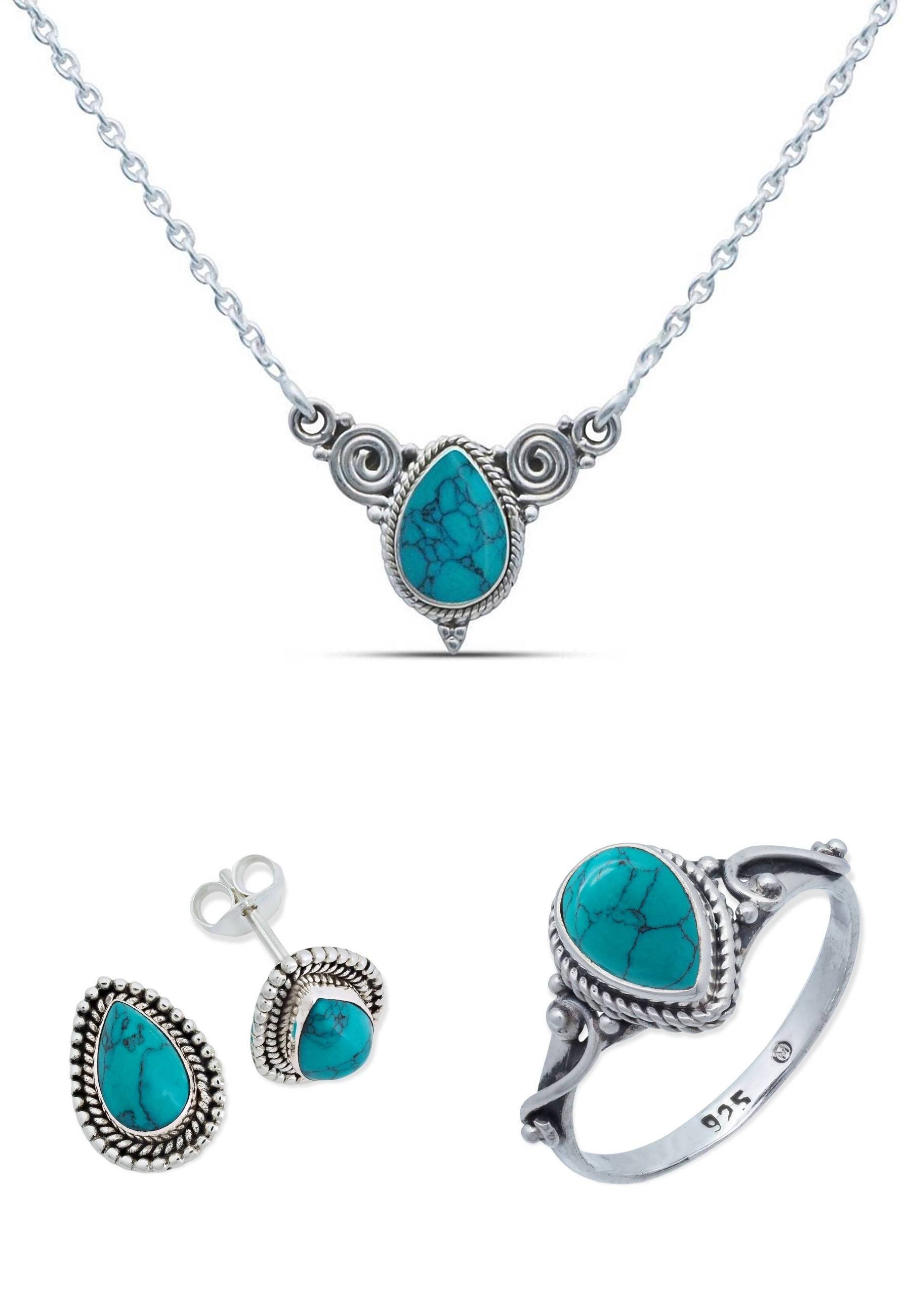 mantraroma Schmuckset 925er Silber mit Türkis günstig online kaufen