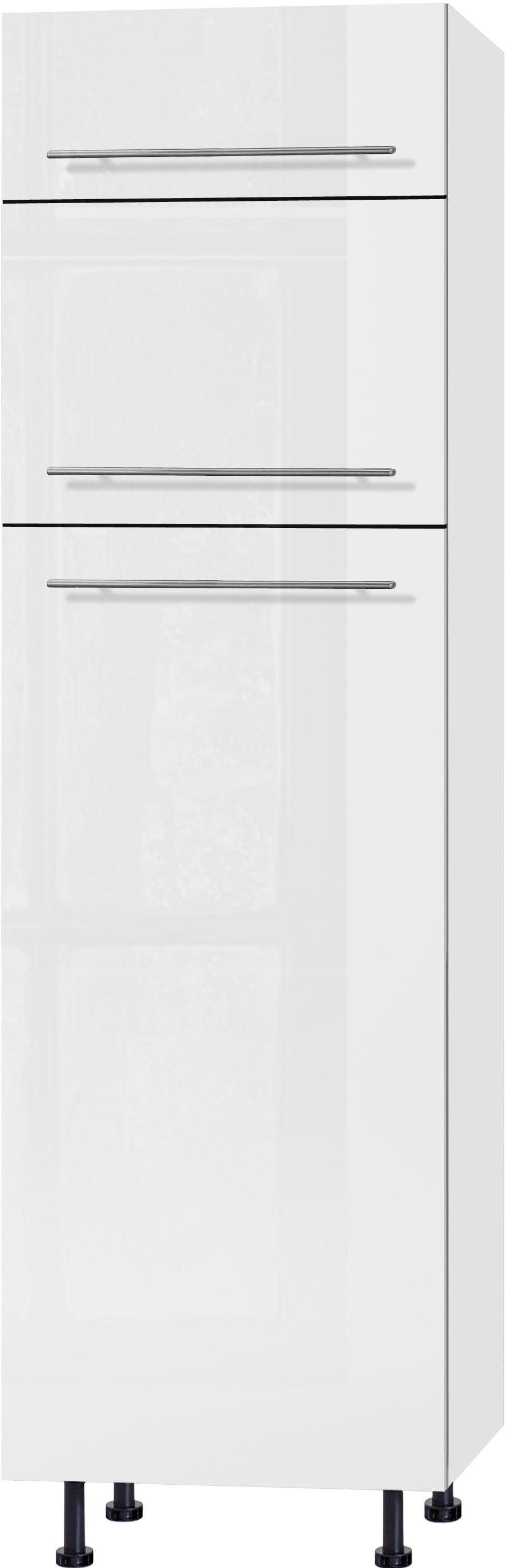 OPTIFIT Kühlumbauschrank Bern 60 cm breit, 212 cm hoch, mit höhenverstellbaren Stellfüßen weiß Hochglanz/weiß | weiß
