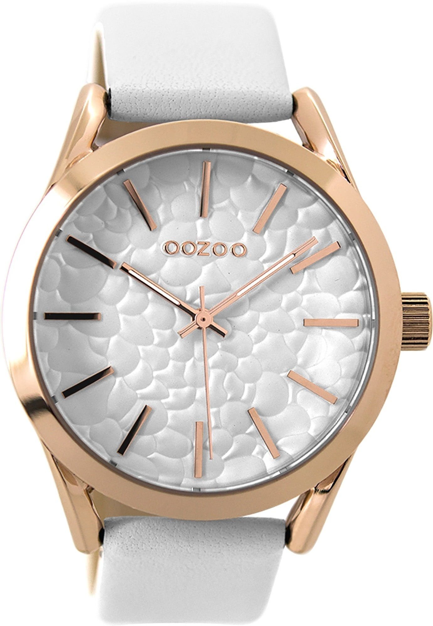 Damen Uhren OOZOO Quarzuhr D2UOC9470 Oozoo Leder Damen Uhr C9470 Quarzuhr, Damenuhr mit Lederarmband, rundes Gehäuse, groß (ca. 